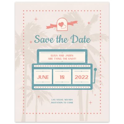 Lightest Peach, Grey Wedding Digital Save the Date - Vegas Classic