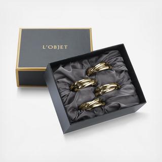 Napkin Jewels Three Rings Gold Twist, Set of 4