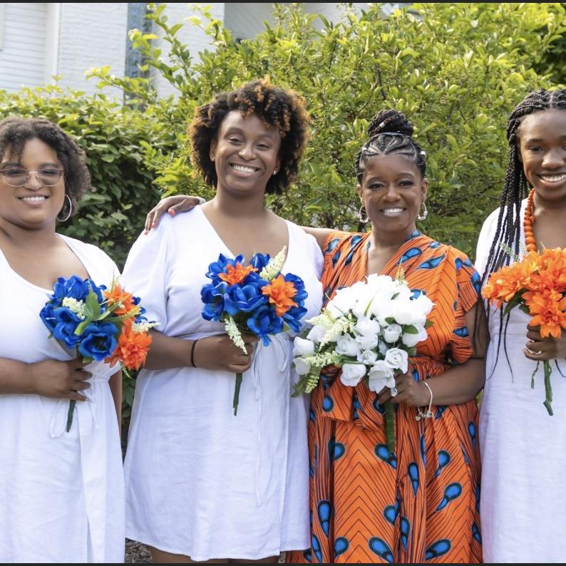 Michon with Sharmyn (bonus mom), Ayana (sister), and Aasha (bonus sister)