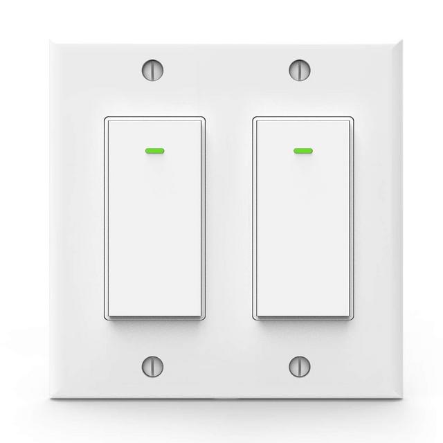 Alexa Light Switch, Double Smart WiFi Light Switches, Smart Switch 2 Gang Works with Google Assistant and IFTTT (Two Separate switches with one Wall Plate)