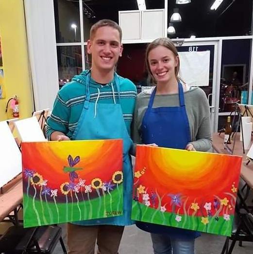 Wine and paint night date in 2016.
