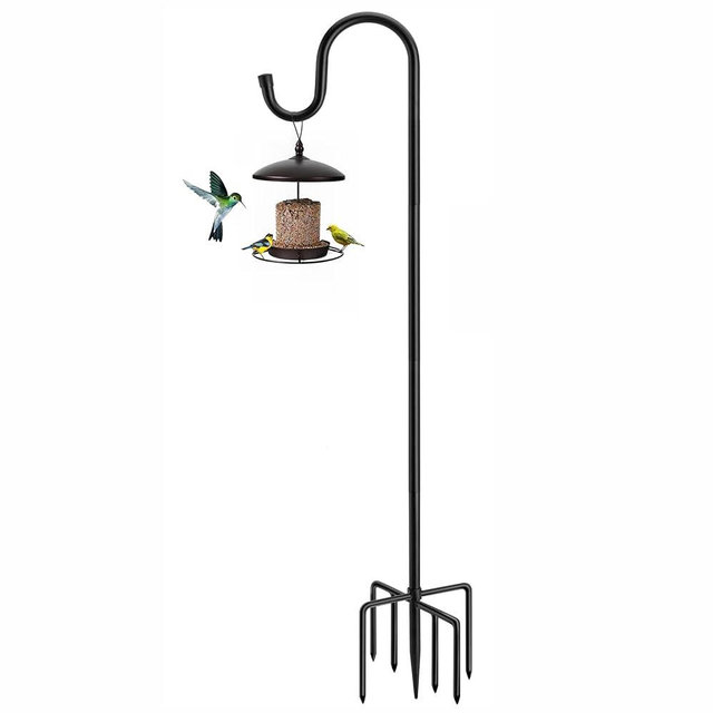 ANIDEER 60" Shepherds Hooks for Outdoor, Heavy Duty Bird Feeder Pole for Hummingbird Feeder, Hanging Lantern, Shepherds Hook for Bird Feeders for Outside with 7 Prongs Base,1 Pack