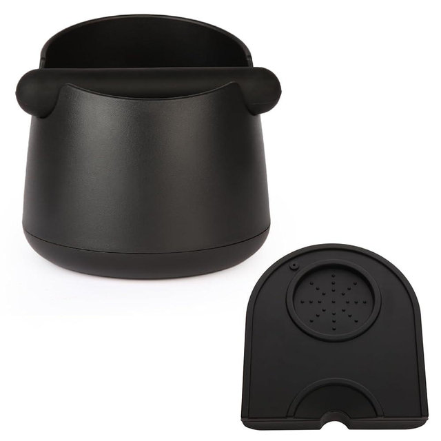 IAOSEN Knock Box Large Capacity Design Espresso Knock Box Tamping Mat Espresso Machine Accessories Set of 2 with Removable Knock Bar and Anti-Slip Base for Home Office Barista Tools for Bar Shop