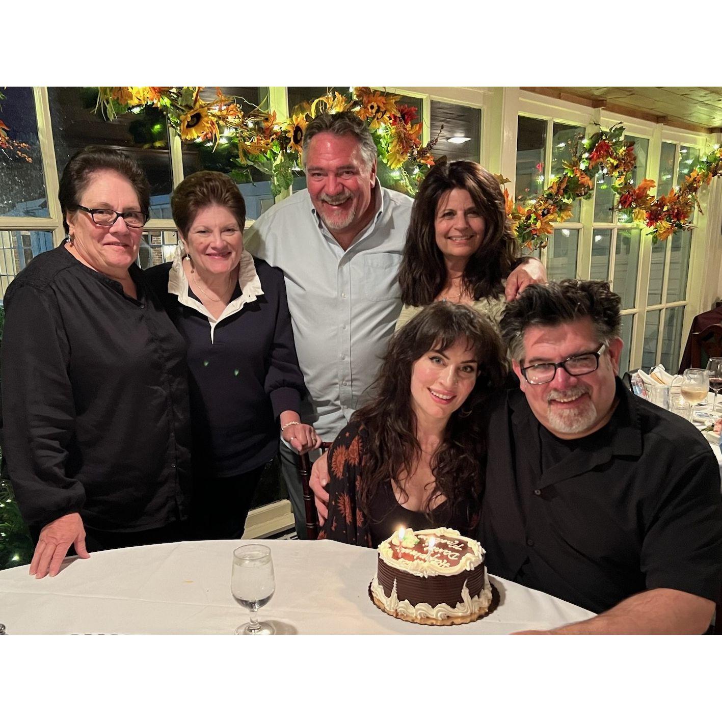 At our Engagement Dinner with Dave's family. October 2023 (Left to Right: Aunt Kathy, Mea, Uncle Mark, & Aunt Ruth)
