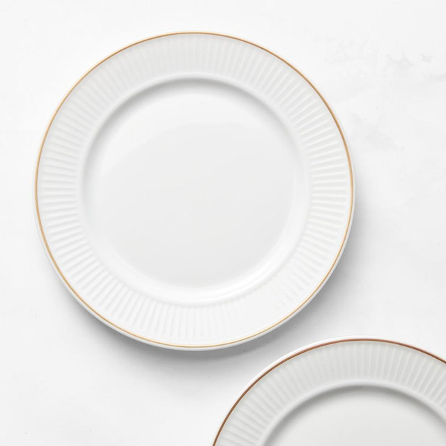 Pillivuyt Plisse Gold Salad Plates, Set of 8, Gold Rim