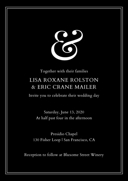 Verona Portrait | Black | Zola Wedding Invitations