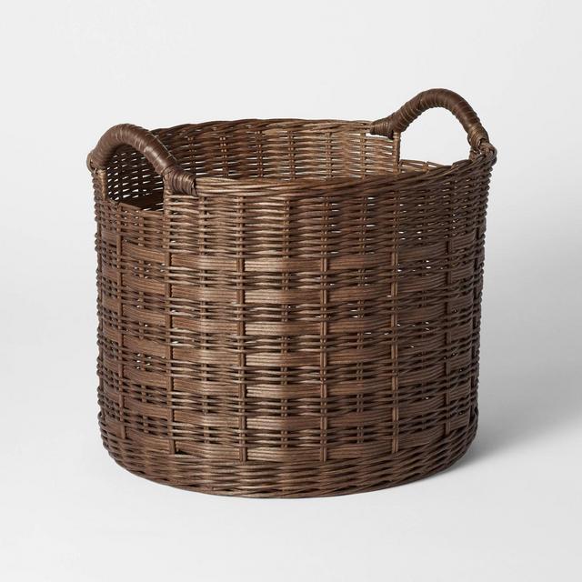 Medium Round Rattan Decorative Basket Dark Brown - Threshold™ designed with Studio McGee