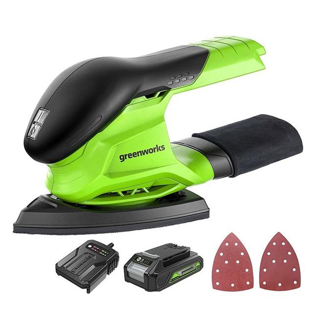 Greenworks 24V Finishing Sander 11,000 OPM Cordless with 2Ah Battery and Charger
