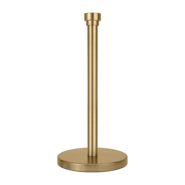 JRZOO Warm Gold Paper Towel Holder Countertop, Freestanding Paper Towel Stand with Weighted Non-Slip Base, Easy Assembly, Unique Decorative End Cap for Kitchen and Bathroom
