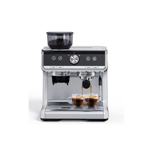 Espresso Machine with Grinder, Milk Frother Wand, 1450W, 20 Bar Professional Espresso Maker with Barista Kit