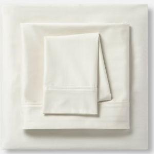 Queen Solid Performance 400 Thread Count Sheet Set Sour Cream - Threshold™: Cotton Sateen, Wrinkle-Resistant, OEKO-TEX Certified