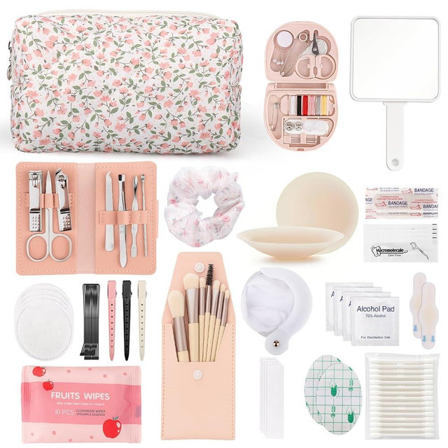 AIERSA 55pcs Bride Emergency Kit for Wedding Day Items, Wedding Must-Have Essentials for Bride, Women Mini Travel Survival Kit for Gifts
