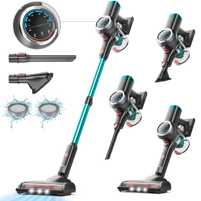 MUTGOF Cordless Vacuum Cleaner, 550W/45Kpa/65Mins Vacuum Cleaners for Home, Self-Standing Stick Vacuum with LED Display, Rechargeable Cordless Vacuum, Lightweight for Carpet, Pet Hair, Hardwood Floor