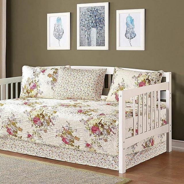 Linen Plus 5pc Daybed Cover Set Quilted Bedspread New (Pink/Beige)