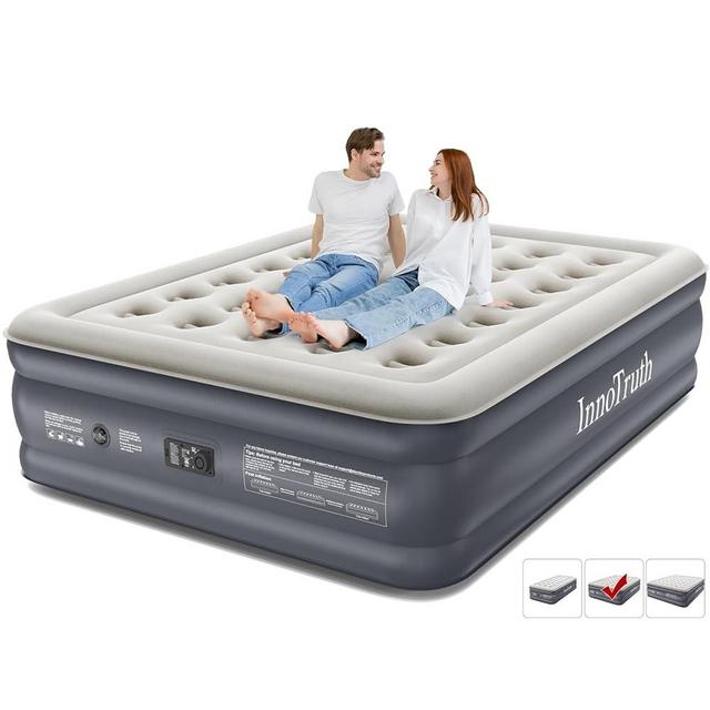 InnoTruth Queen Air Mattress with Built in Pump, Blow up Mattresses, 18" Raised Blow Up Colchones Inflables Airbed for Guests & Home, Ideal for Home Use and Outdoor Camping, 600lb Weight Capacity