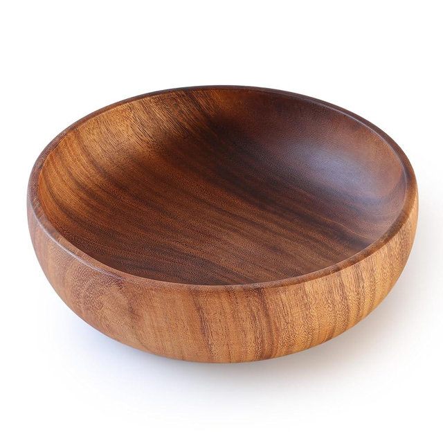 Handcraft Acacia Serving Bowl for Fruits or Salads, Acacia Wooden Bowl for Snacks, Home Decor, Zen Decor, Wooden Mixing Bowl for Kitchen (Large)