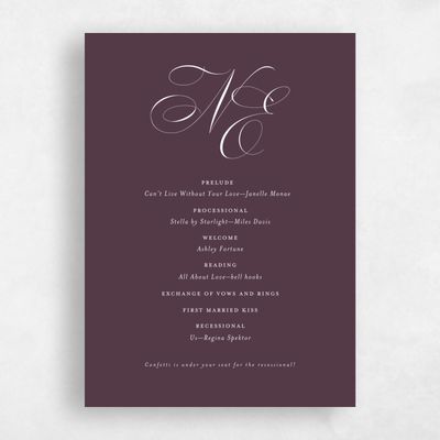 Dark Plum, Purple Wedding Program - Thorn