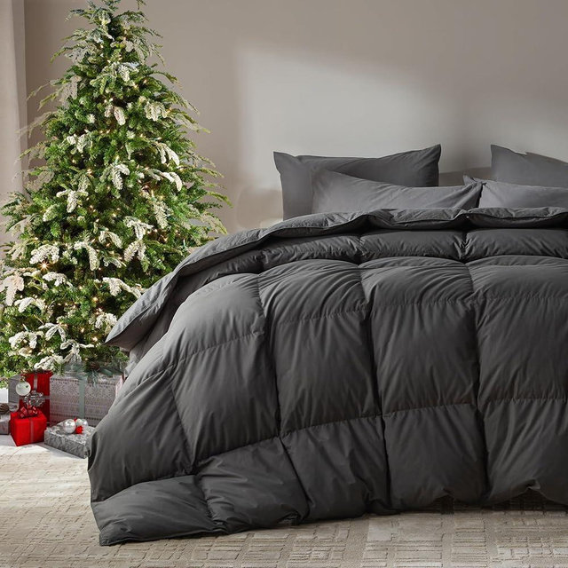 WENERSI Goose Feather Down Comforter King Size,100% Organic Cotton Duvet Insert,All-Season Luxury Duvet Insert with Baffle Box Design, 750+Fill Power Hotel Collection Bedding Comforter