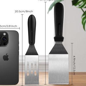 Metal Spatulas 1 PC, Stainless Steel Spatula with Heat Resistant Handle, 9.8 Inch Stainless Steel Spatula Ideal for Desserts, Pancakes, Eggs, Griddle Scraper or BBQ