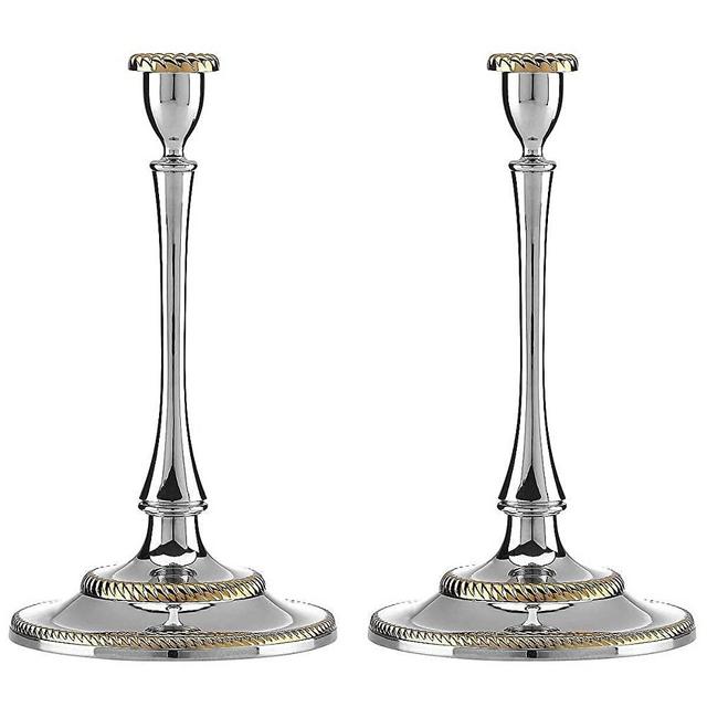 Reed and Barton Roseland 2pc Candlestick Set, 5.85 LB, Metallic, 2 Pieces