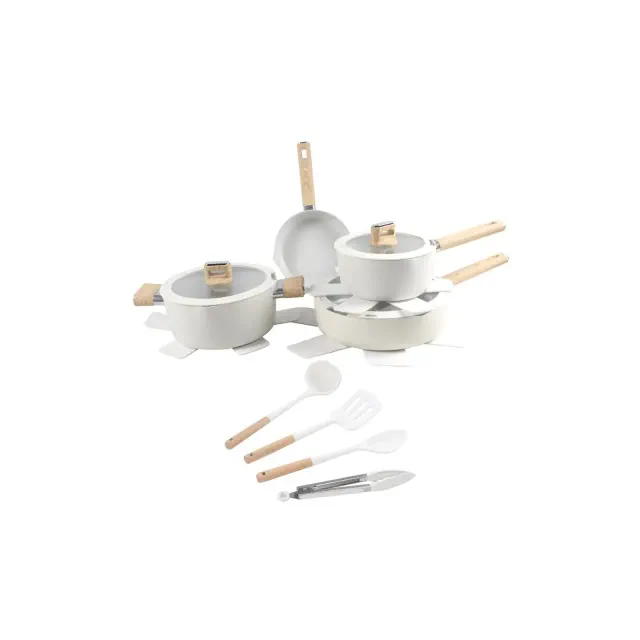 NutriChef 14-Piece Non-Stick Ceramic Induction Cookware Set with Glass Lid and Heat-Resistant Lacquer with Handle