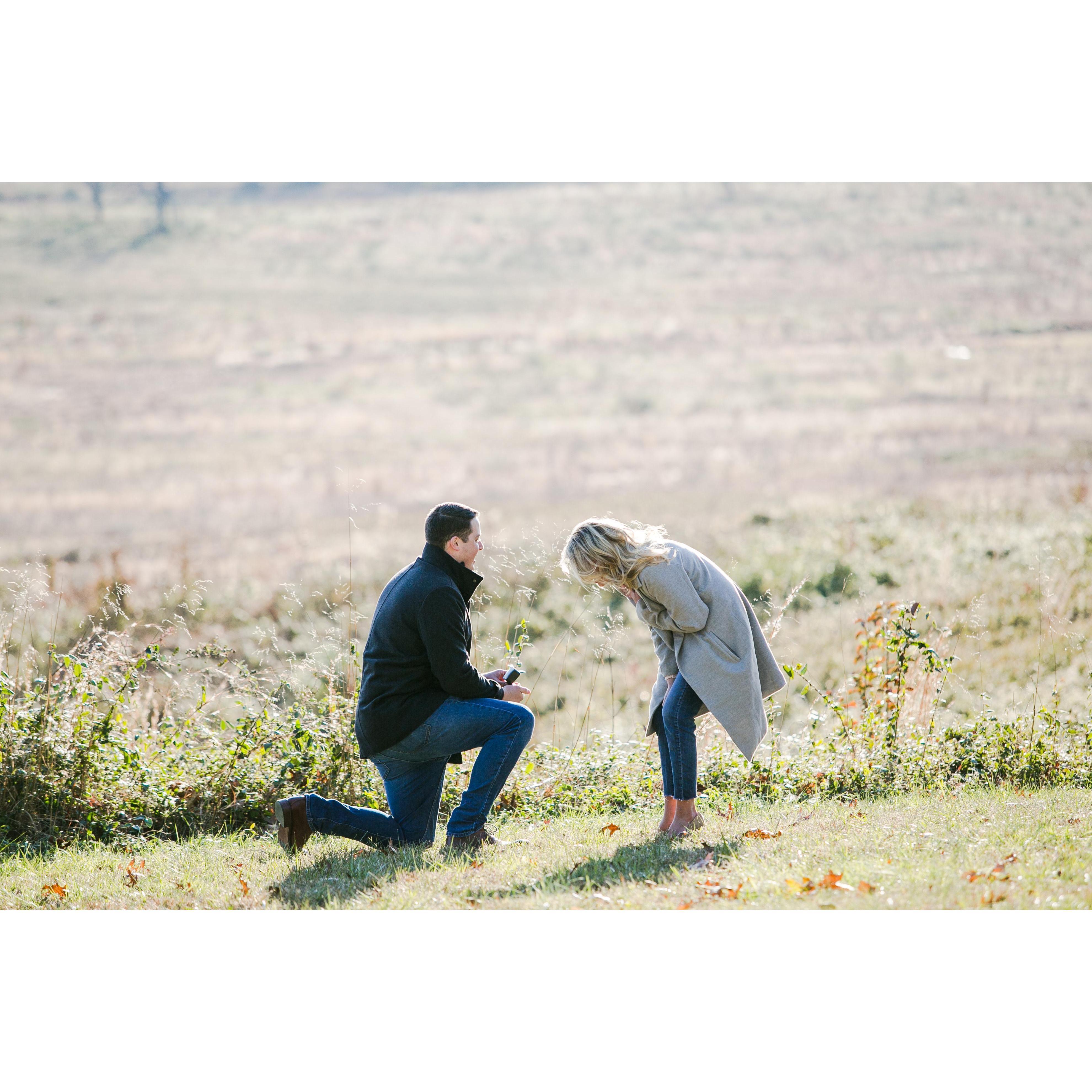 The proposal! Zack got down on one knee, at the most special place in the world to me.