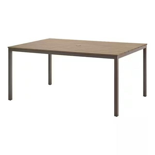 StyleWell Sandpoint Brown Rectangle Metal 28. 5 in. Outdoor Dining Table DE24174A