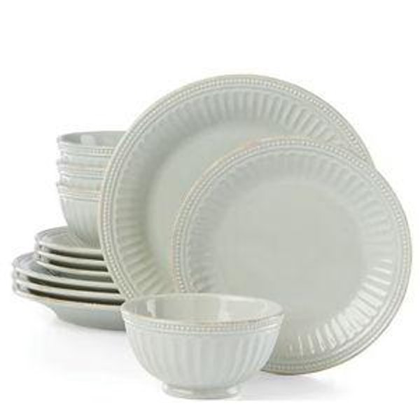 Lenox French Perle Groove Light Blue 12-Piece Plate & Bowl Set | Dillard's