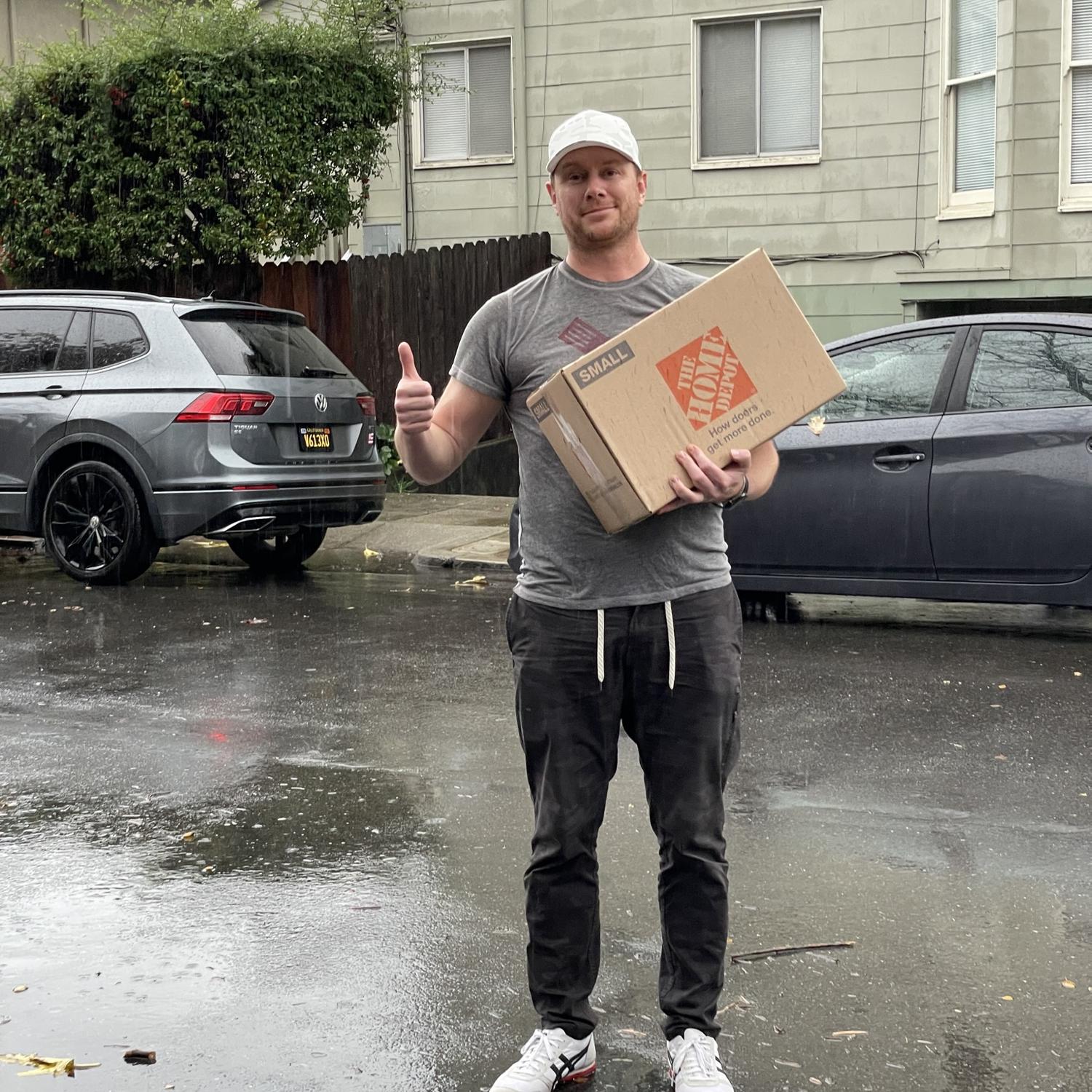 Moving in the rain.