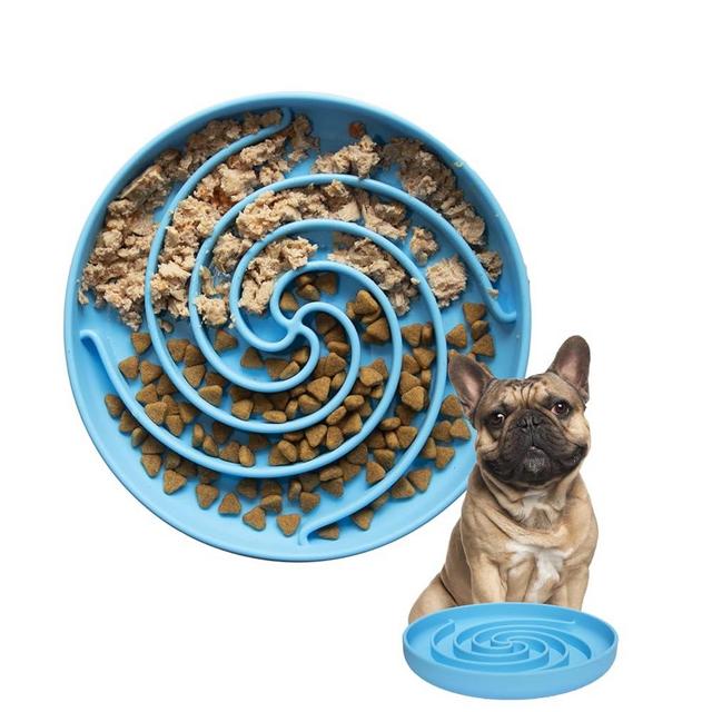 Bifeaw Dog Puzzle Bowl - Silicone Slow Feeder Dog Bowls for Healthy Eating - Puppy Slow Feeder Non-Slip Design Dishwasher Microwave Safe (Sky Blue)