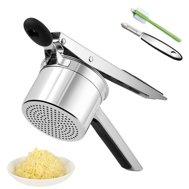 Potato Ricer Stainless Steel, Large Potato Masher 15oz, Heavy Duty Ricer Kitchen Tool for Perfect Mashed Potatoes, Potato Press and Mash Kitchen Gadget, Spaetzle Maker for Noodle