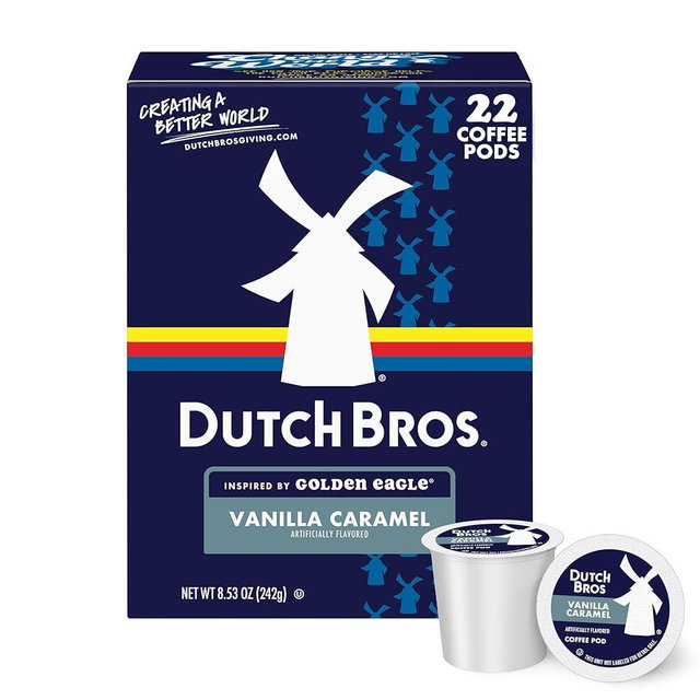 Dutch Bros Vanilla Caramel Flavored Coffee Inspired by Golden Eagle®, 22 Count, Medium Roast, Single Serve Coffee Pods for Keurig K-Cup Brewers