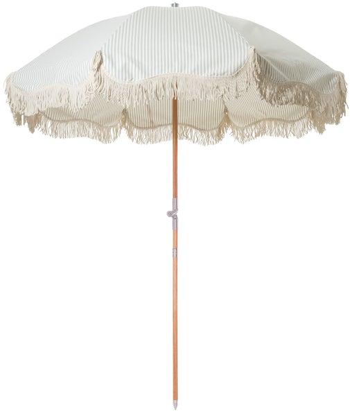 The Premium Beach Umbrella - Lauren's Sage Stripe
