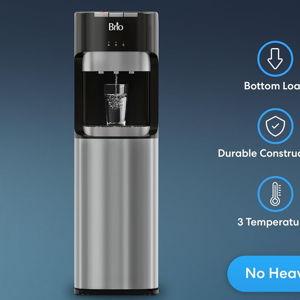Brio Bottom Loading Water Cooler Dispenser for 5 Gallon Bottles - 3 Temperatures with Hot, Room & Cold Spouts, Child Safety Lock, LED Display with Empty Bottle Alert, Stainless Steel