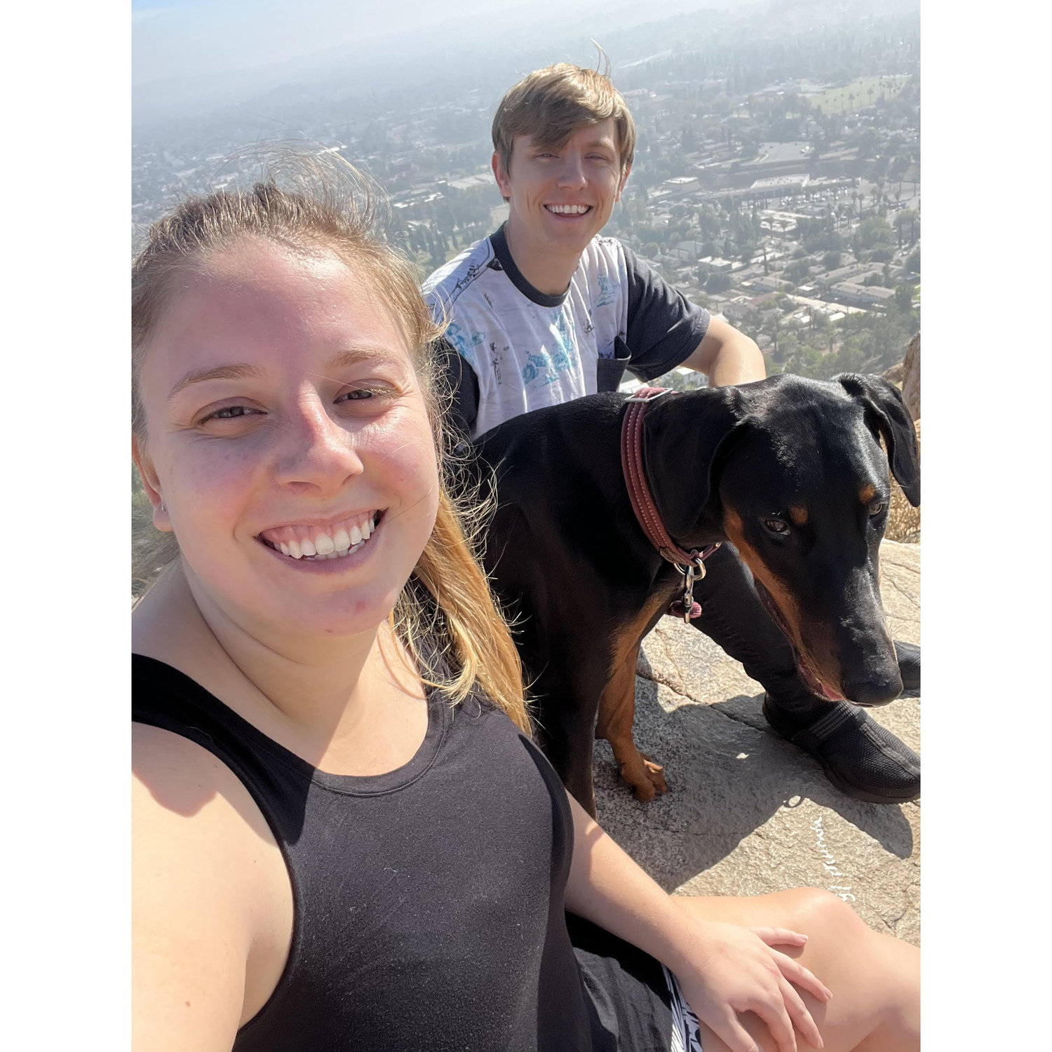 On a hike up Mt. Rubidoux with their first dog, Shela