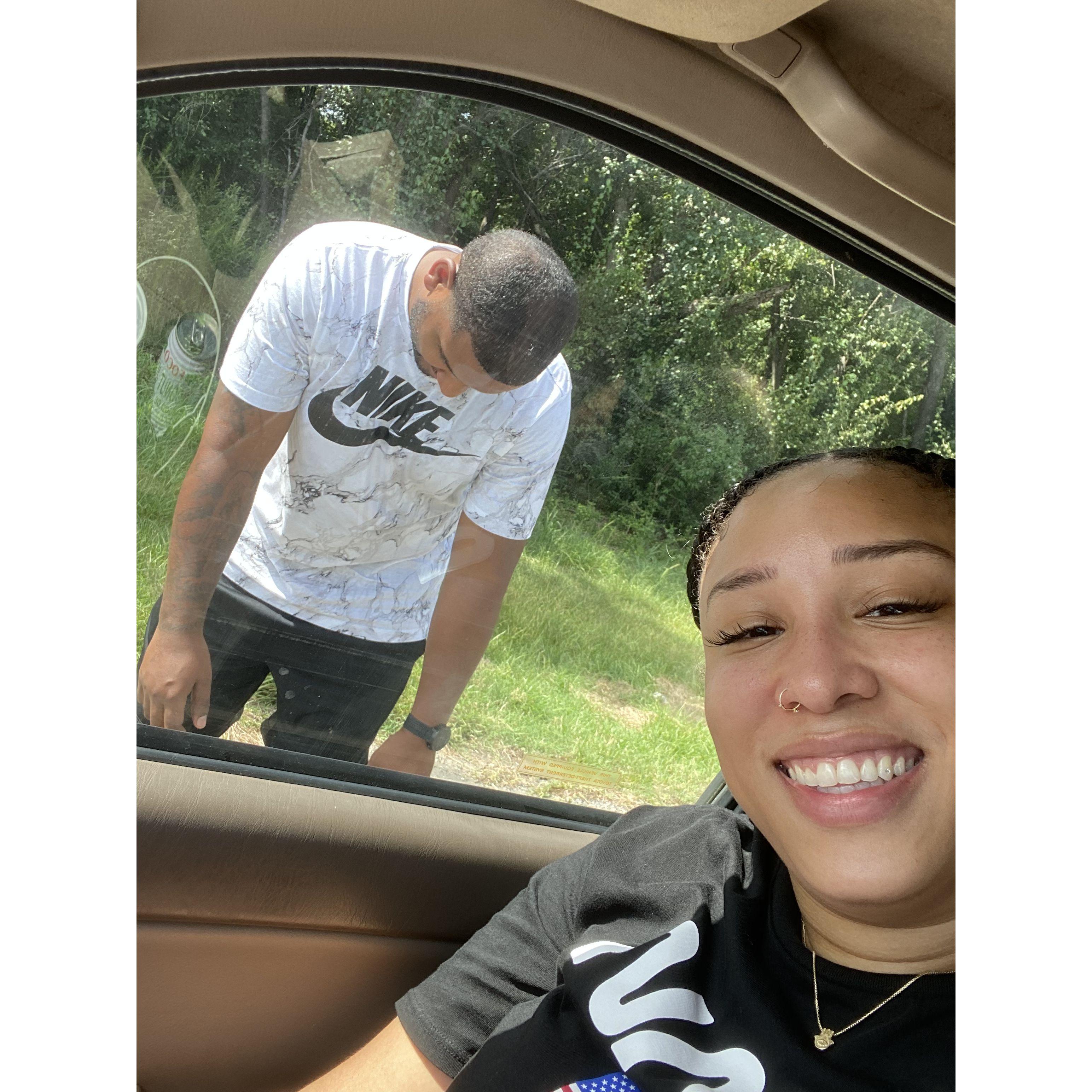 Us stuck on the side of the road stranded trying to get him to Tx