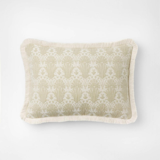 Lumbar Woven Shell Block with Fringe Edge Throw Pillow Natural - Threshold™ designed with Studio McGee