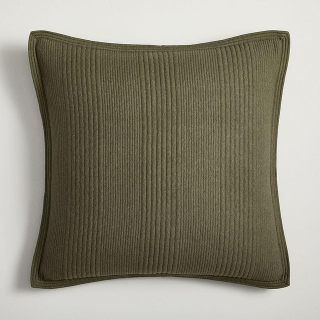 Jersey Linear Duvet, Euro Sham, Dark Olive