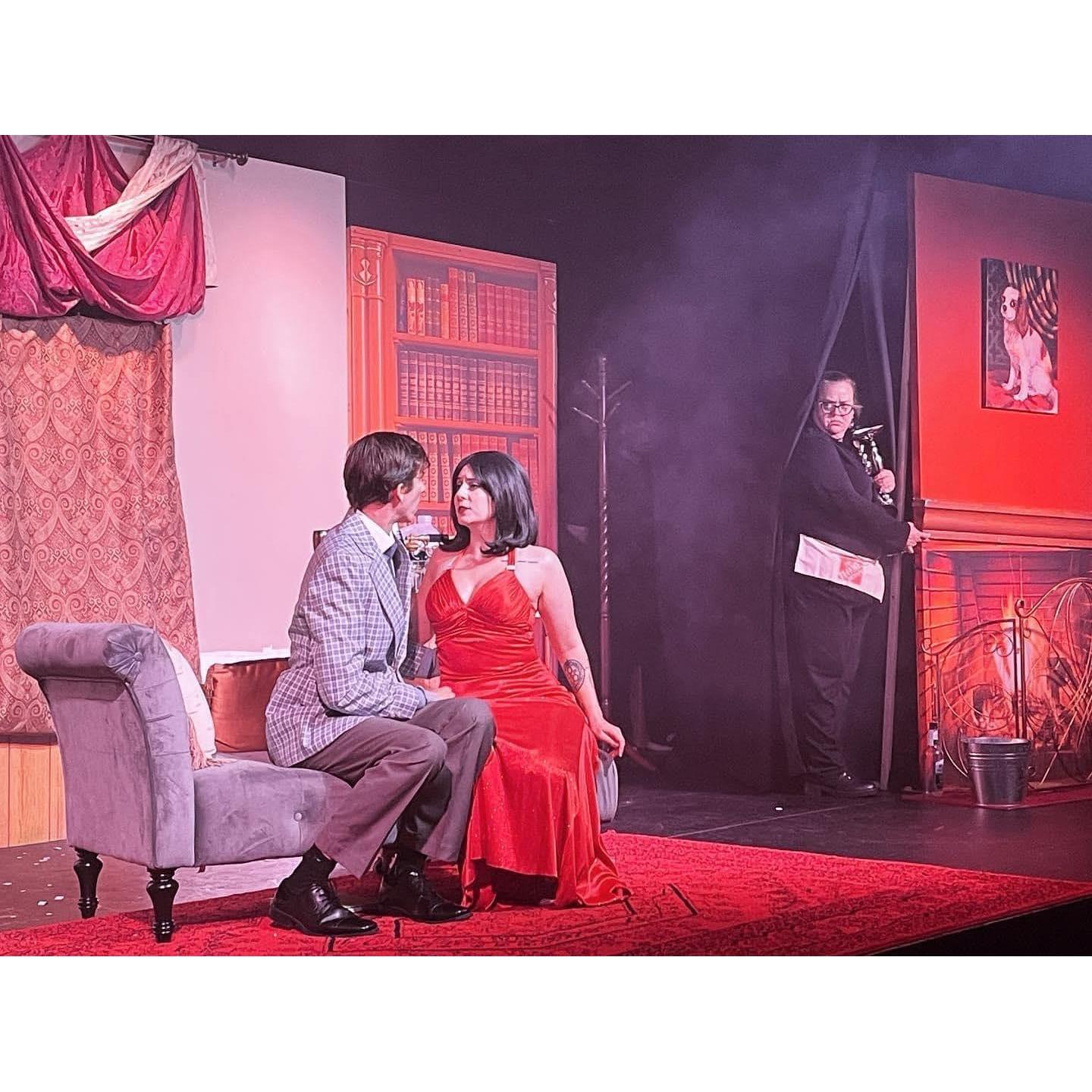 Our first time playing romantic interests in The Play That Goes Wrong