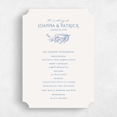 Blue Ticket Wedding Program - Briallen