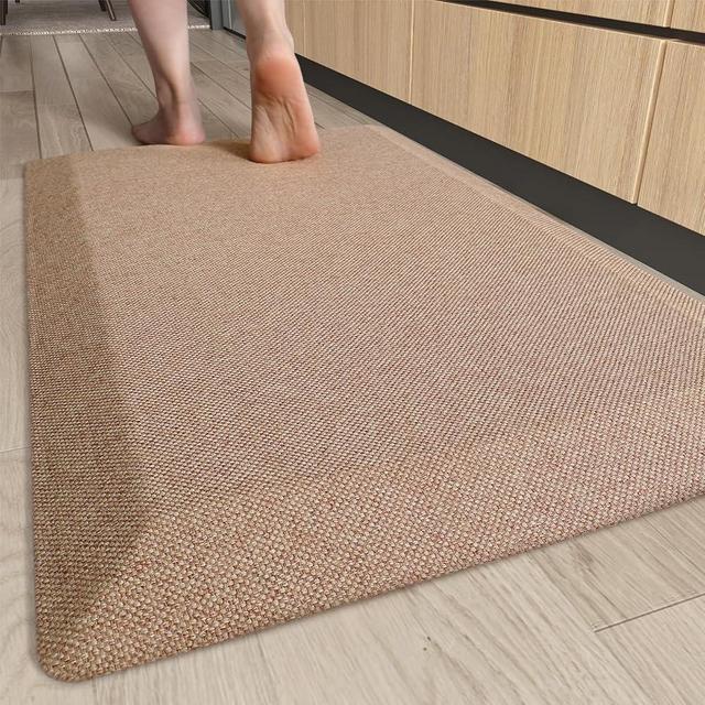 Color&Geometry Anti Fatigue Kitchen Mat 20"x39", 0.9 Inch Thick Cushion, Stain Resistant, Padded Cushioned Floor Comfort Mat for Home, Kitchen Sink, Garage and Office Standing Desk, Khaki