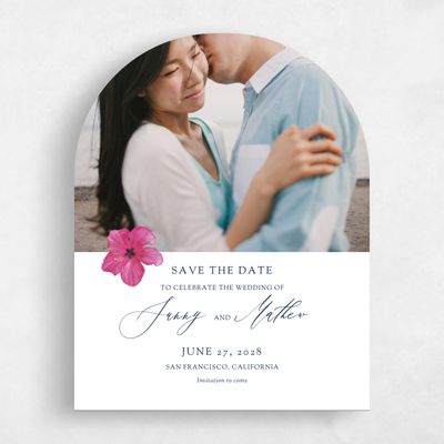 White Arch Wedding Save the Date - Kaumana Photo