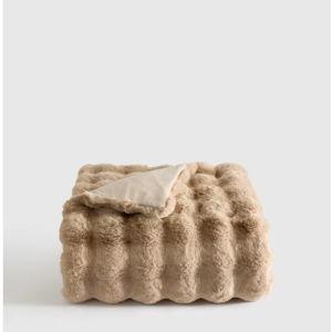 Ruched Faux Fur Throw in Mink (60X80)