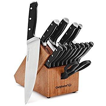ZYLISS Control Kitchen Knife Set with Block - Professional Cutlery Knives - Premium German Steel - Chefs, Santoku, Bread, Carving, Utility, Paring, Shears and Steak Knives, 16-Piece
