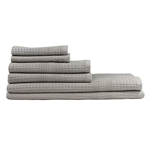 Gilden Tree 100% Natural Cotton Classic Waffle Weave Bath Towel Set (Pewter)