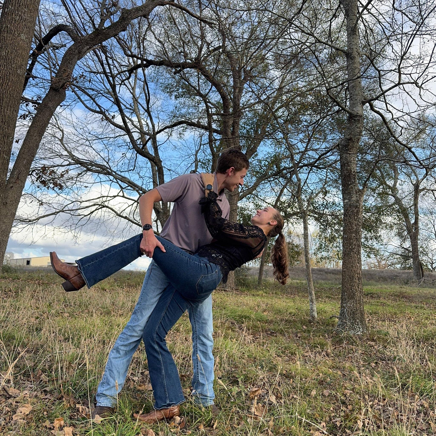 We slipped away from the family Christmas at the Holland/Norris farm to take a "Christmas Card" picture for our first Christmas with the families