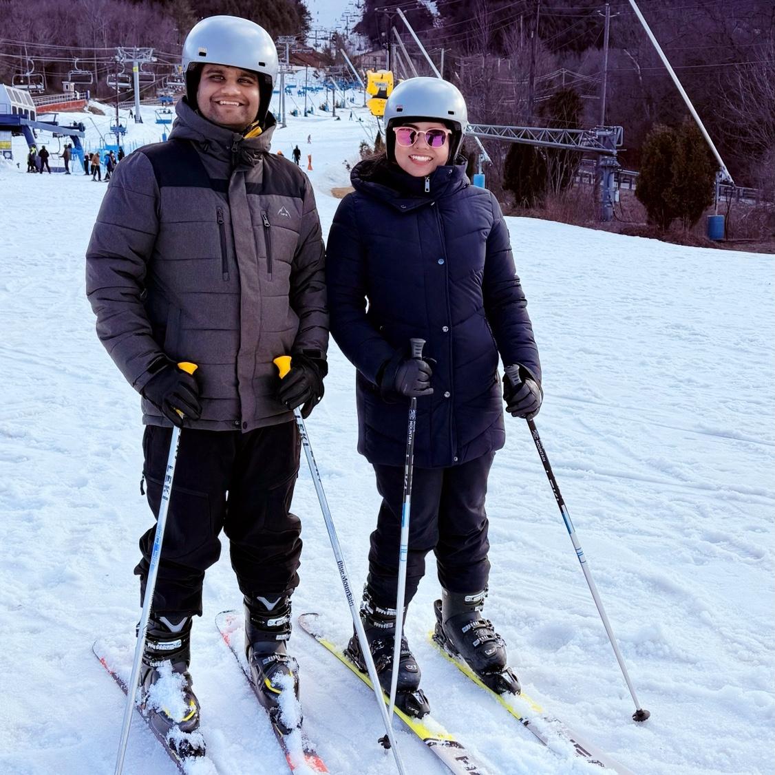 First skiing together.