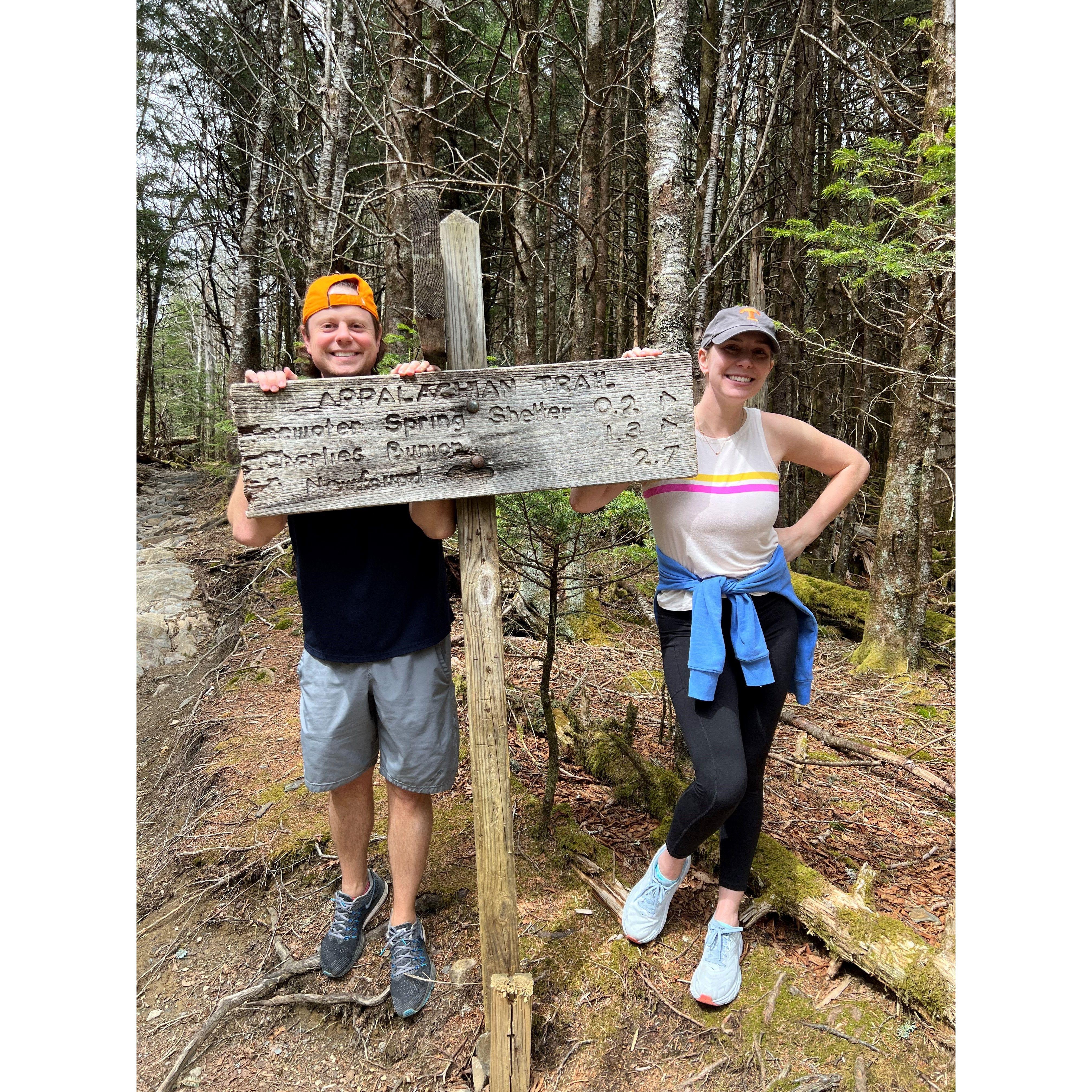 Hiking in the Smoky Mountains on one of our many Tennessee trips.