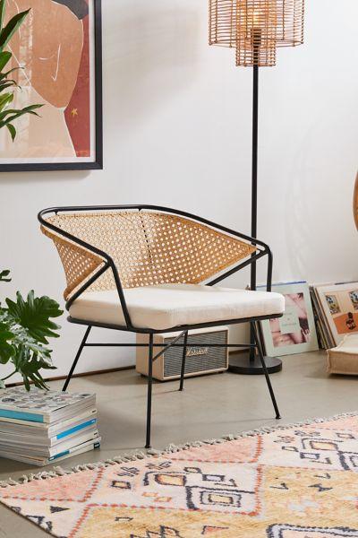 URBAN OUTFITTERS Carole Rattan And Metal Chair In Black