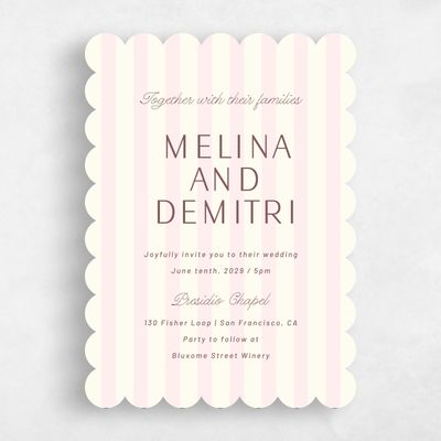 Pink Scalloped Wedding Invitation - Sabbia Classic